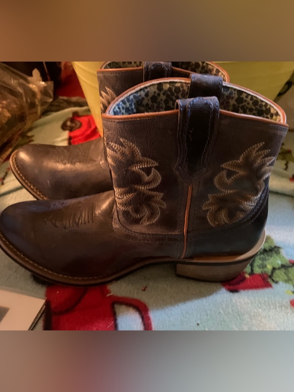 Laredo grey Leather Women's Western Boots with Blue Stitching